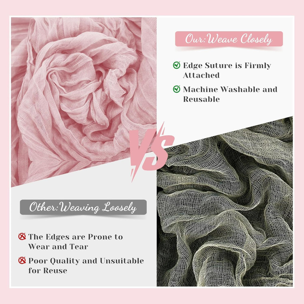 Regine Switzerland Pink Table Runner - 10 Ft Rustic Gauze for Weddings & Parties | Boho Style for Easter & Mother's Day