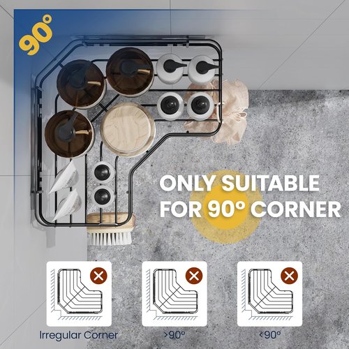 MAXIFFE Corner Shower Caddy - 3 Pack Sturdy Adhesive Organizer with Soap Holder | Black, No Drilling
