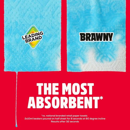 Brawny Tear-A-Square 3-Ply Paper Towels - 6 Double Rolls (12 Regular Rolls) | Convenient & Durable