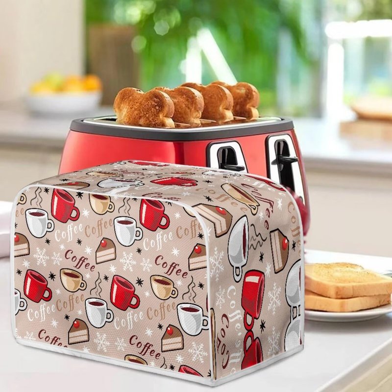 Pzuqiu Coffee Cake Print Kitchen Toaster Cover Dustproof Fingerprint Protection Bread Maker Broiler Accessories Anti-sputterinf Greasy Protection Women Gift