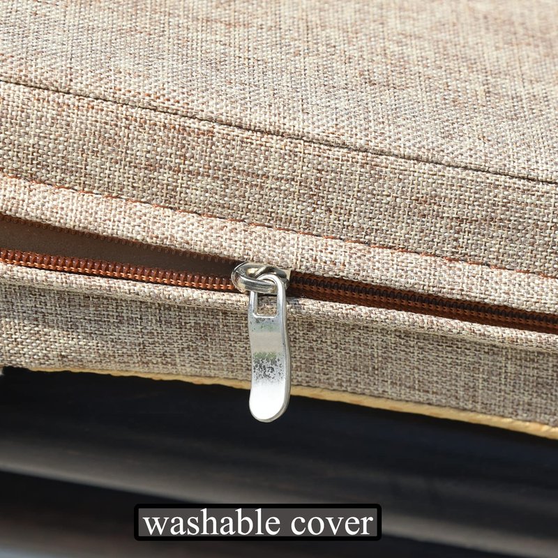 Bay Window Seat Cushions Indoor Furniture No Slip Washable Kitchen Dining Bench Cushion with Zipper 48x14 Inch, Light Khaki