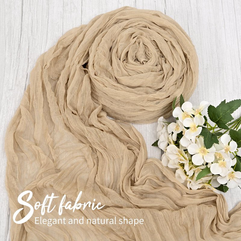20 Pack Beige Table Runner 10FT Long Cheesecloth Table Runner Cheese Cloth Gauze for Wedding Party Birthday Decoration-Beige