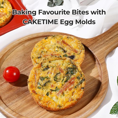 CAKETIME Muffin Top Pan - Non-Stick Silicone Baking Molds for English Muffins | 4-Inch Round, 3-Pack Red