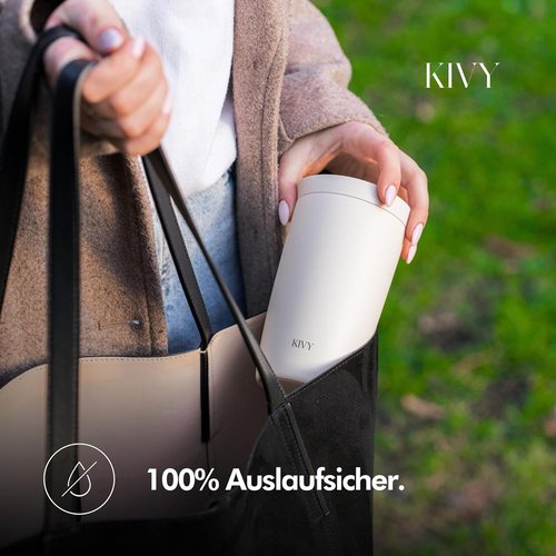 KIVY Insulated Travel Coffee Mug - 12oz Stainless Steel Tumbler | 24h Cold & 6h Hot - Spill Proof & Dishwasher Safe