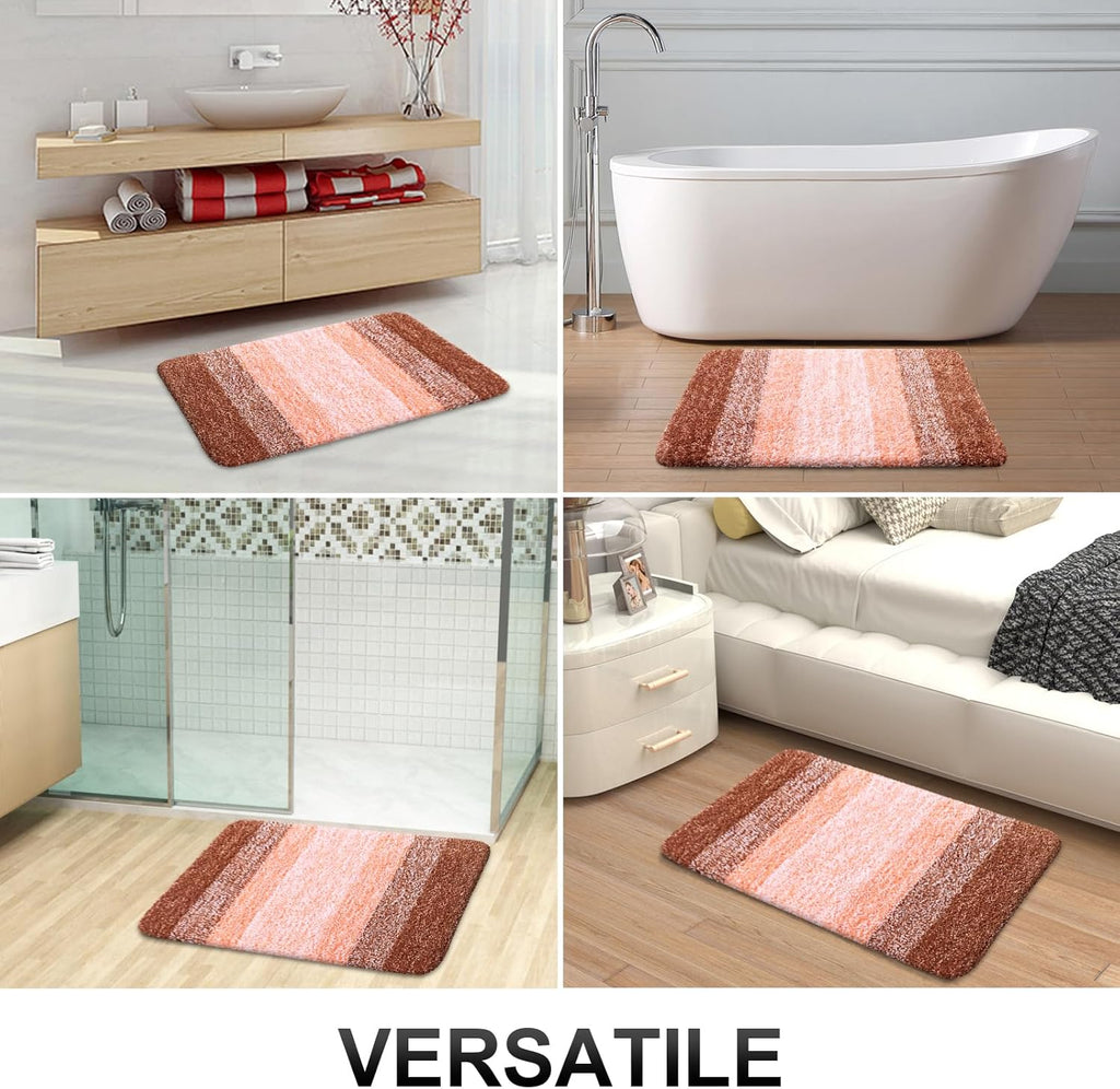 OLANLY Large Bathroom Rug Mat - Extra Soft Microfiber, Quick Dry & Machine Washable - 50x30, Orange