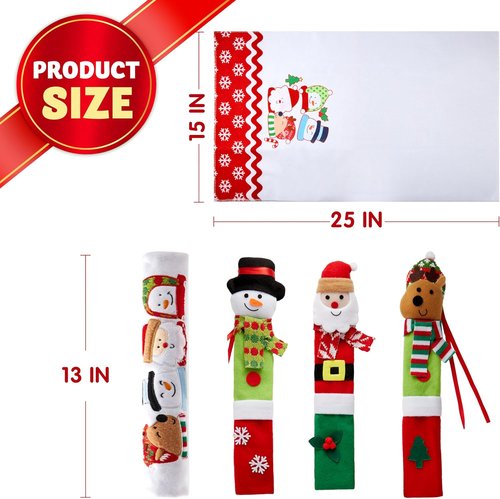 JOYIN Christmas Kitchen Appliance Handle Covers - 5-Piece Set for Refrigerator, Microwave & Oven | Festive Holiday Décor