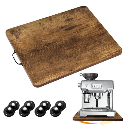 Sliding Tray for Coffee Maker, 360° Rotating Appliance Slider for Kitchen Appliances, Wooden Sliding Tray Suitable for Kitchen Countertops and Kitchen Appliances.(Brown, Large)