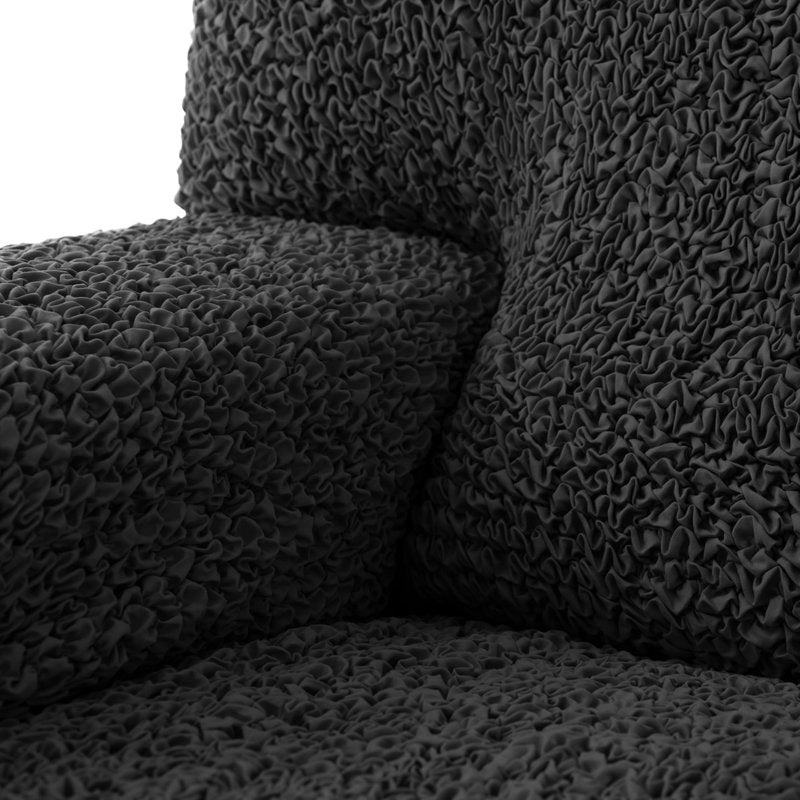 PAULATO BY GA.I.CO. Stretch Ottoman Slipcover 1-Piece – Bi-Elastic Foot Stool Cover for Square or Rectangle Pouf – Furniture Protector Machine Washable – Black (2. Medium)