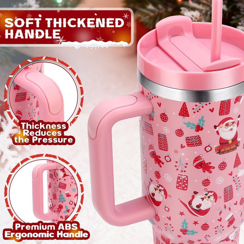 40 oz Tumbler with Handle and Straw, 2 in 1 Lid, Vacuum Insulated Stainless Steel Double Wall Water Bottle Travel Mug - Holiday Gifts for Women Men - Owl