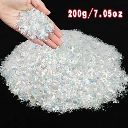 FOIMAS Artificial Flake Snow - Sparkling Fake Snow Powder for Christmas Crafts & Decorations | 7.05 Ounce