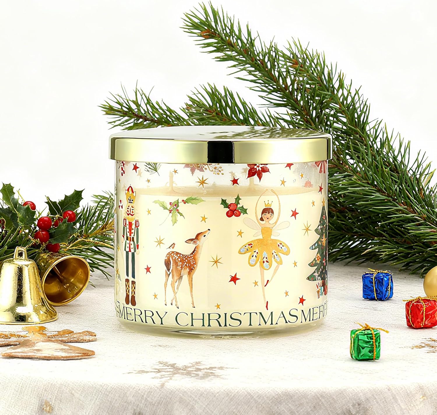 Regine Switzerland Pine Scented Christmas Candle - Nutcracker Ballet Girl Design | 14oz Winter Gift