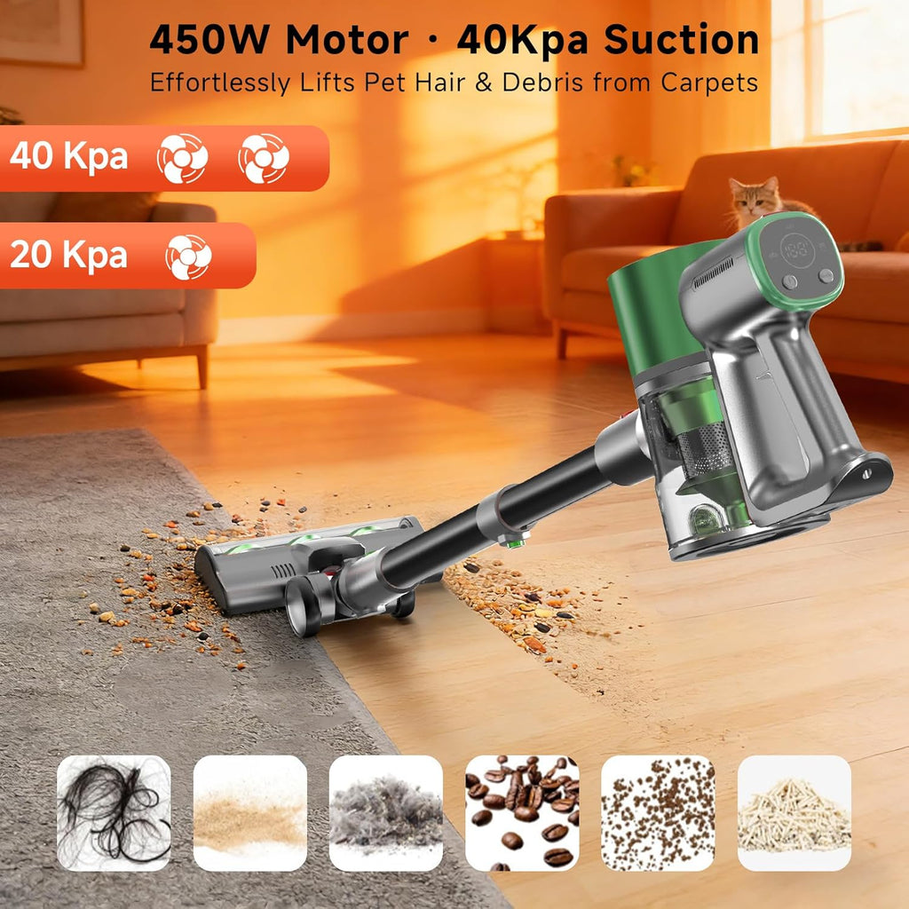 Skiennix Cordless Stick Vacuum Cleaner - Lightweight Handheld Design with 45-Minute Battery Life | Ideal for Pet Hair & Hardwood Floors
