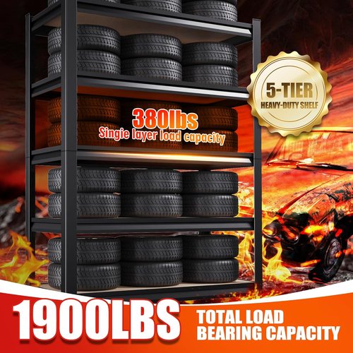 Heavy Duty Metal Shelving Units by [Brand Name] - Adjustable Steel Storage Racks | 71" H x 28" W x 12" D, 1900 lbs Capacity, 4-Pack