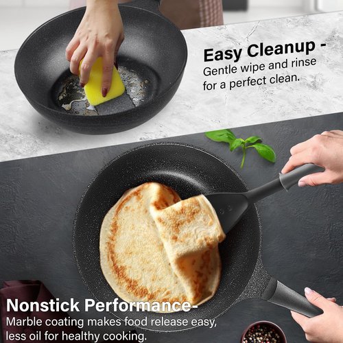 Cook N Home 6-Piece Nonstick Ceramic Coating Cookware Set, Multicolor
