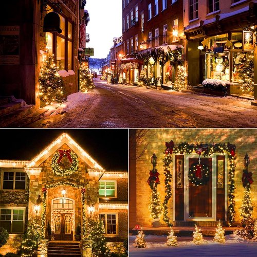 BrizLabs Clear Christmas Lights - 300 Count Warm White String Lights | 69.6ft Connectable Indoor/Outdoor Decor