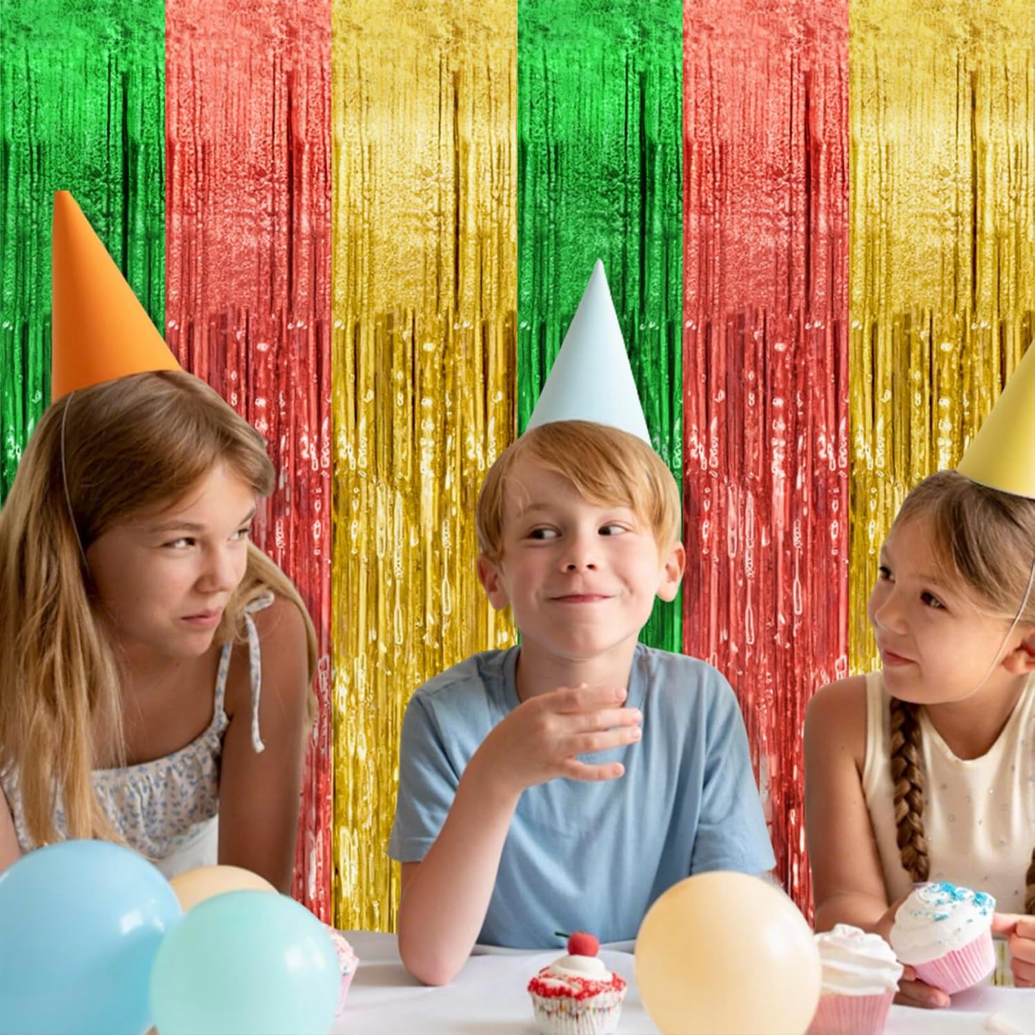 Skiennix Hawaii Party Backdrop Decorations - Vibrant Foil Fringe Curtains | 10 Pack for Summer Celebrations