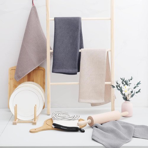 Homaxy 100% Cotton Waffle Weave Dish Towels - Ultra Soft & Absorbent | 13 x 28 Inches, 24-Pack, Mixed Colors