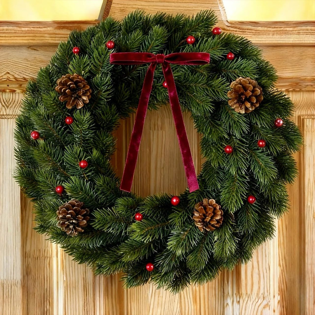 Skiennix Burgundy Velvet Christmas Tree Bows - 30 Pcs 5x7 Inch Rustic Decor for Wreaths & Garlands