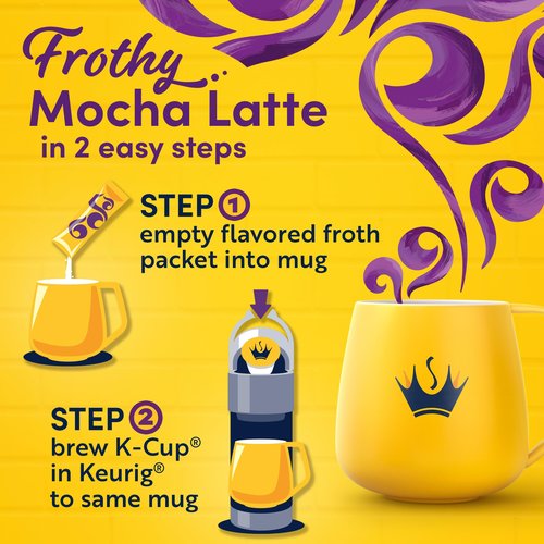Gevalia Frothy 2-Step Artificially Flavored Mocha Latte Espresso Style K-Cup Coffee Pods & Froth Packets Kit, 6 ct Box