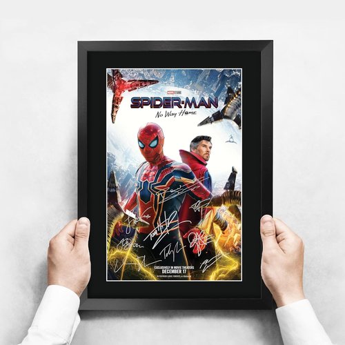 HWC Trading Spider-Man Movie Poster - Tom Holland Signed Framed Print | 16" x 12" Autographed Display