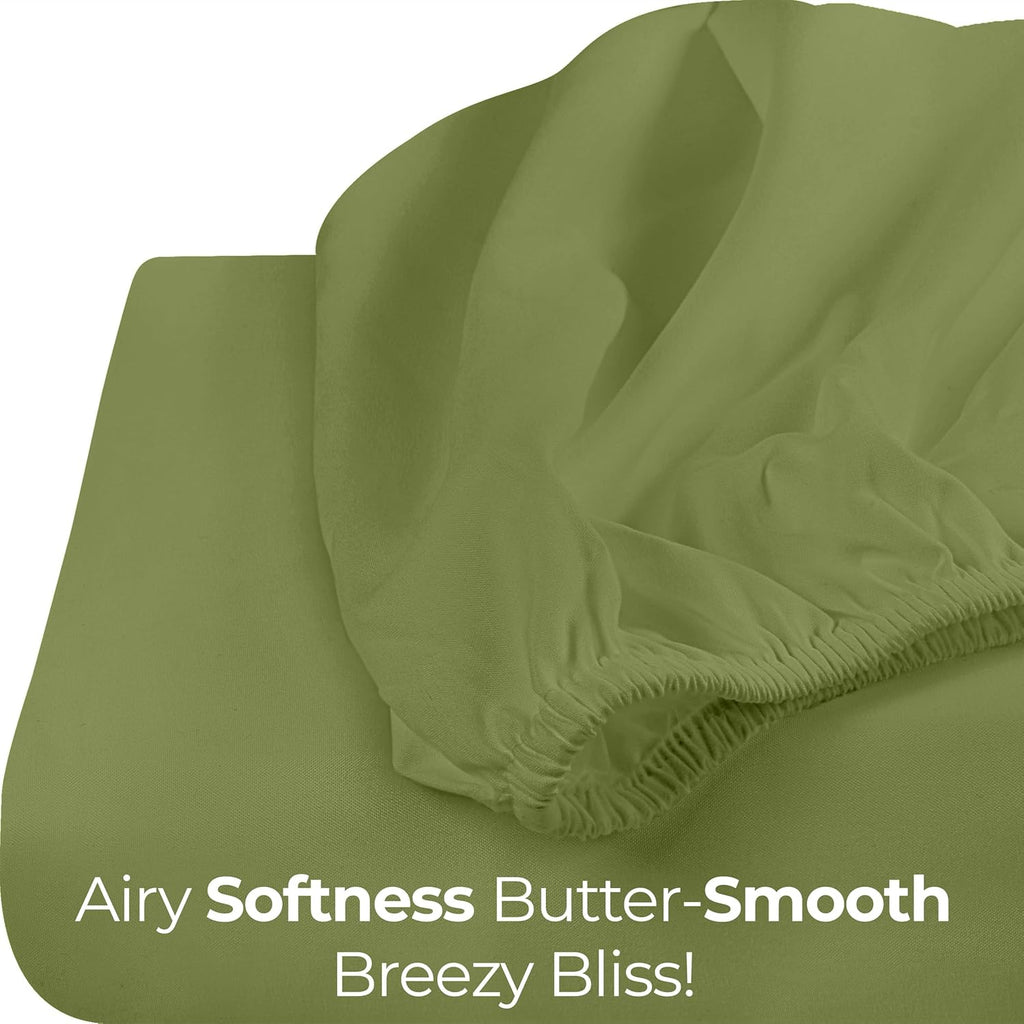Utopia Bedding Queen Fitted Sheet - Soft Microfiber - Deep Pocket, Shrinkage & Fade Resistant | Olive Color