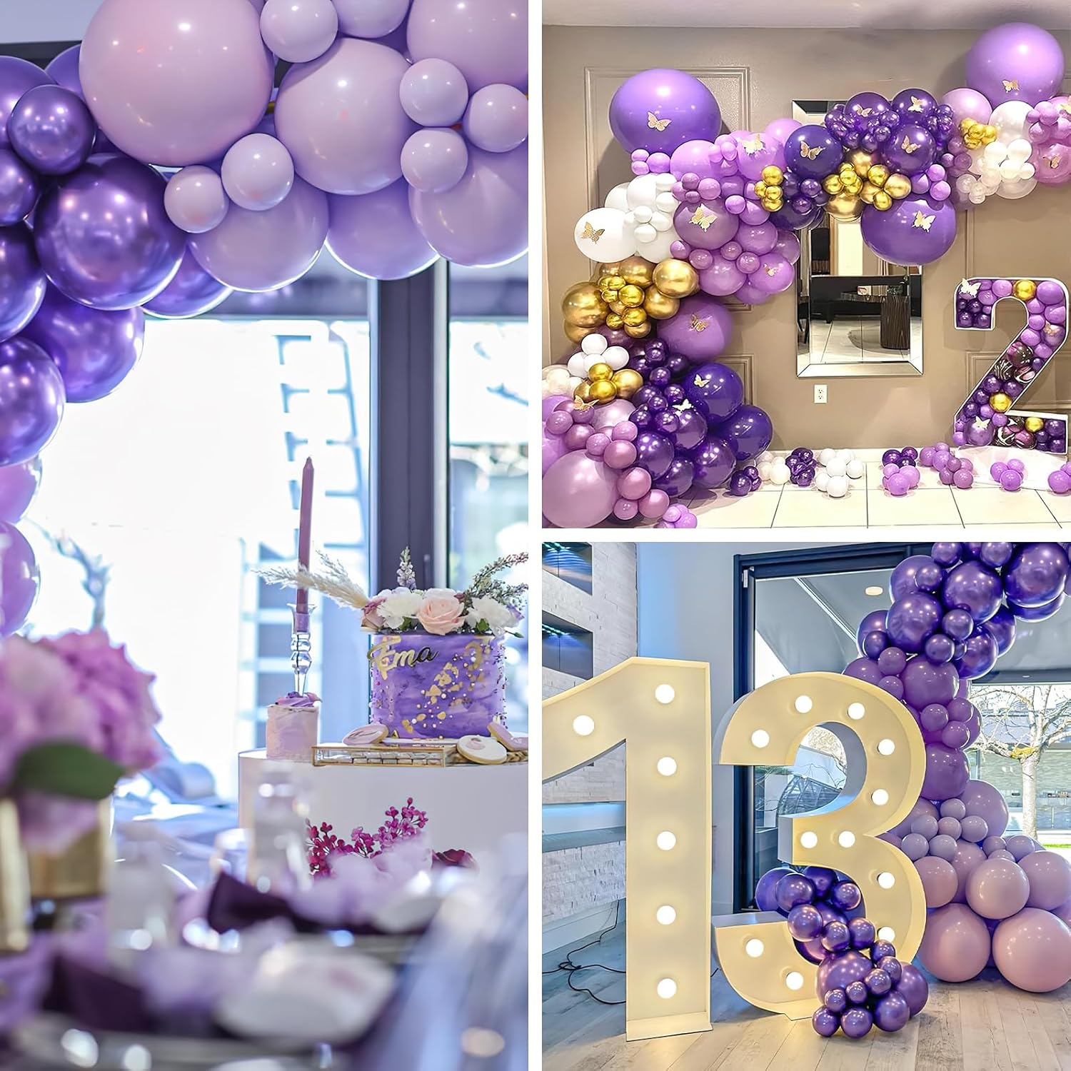 PartyWoo Metallic Purple Balloons - 50pcs 12 Inch Chrome Latex Helium Balloons for Celebrations