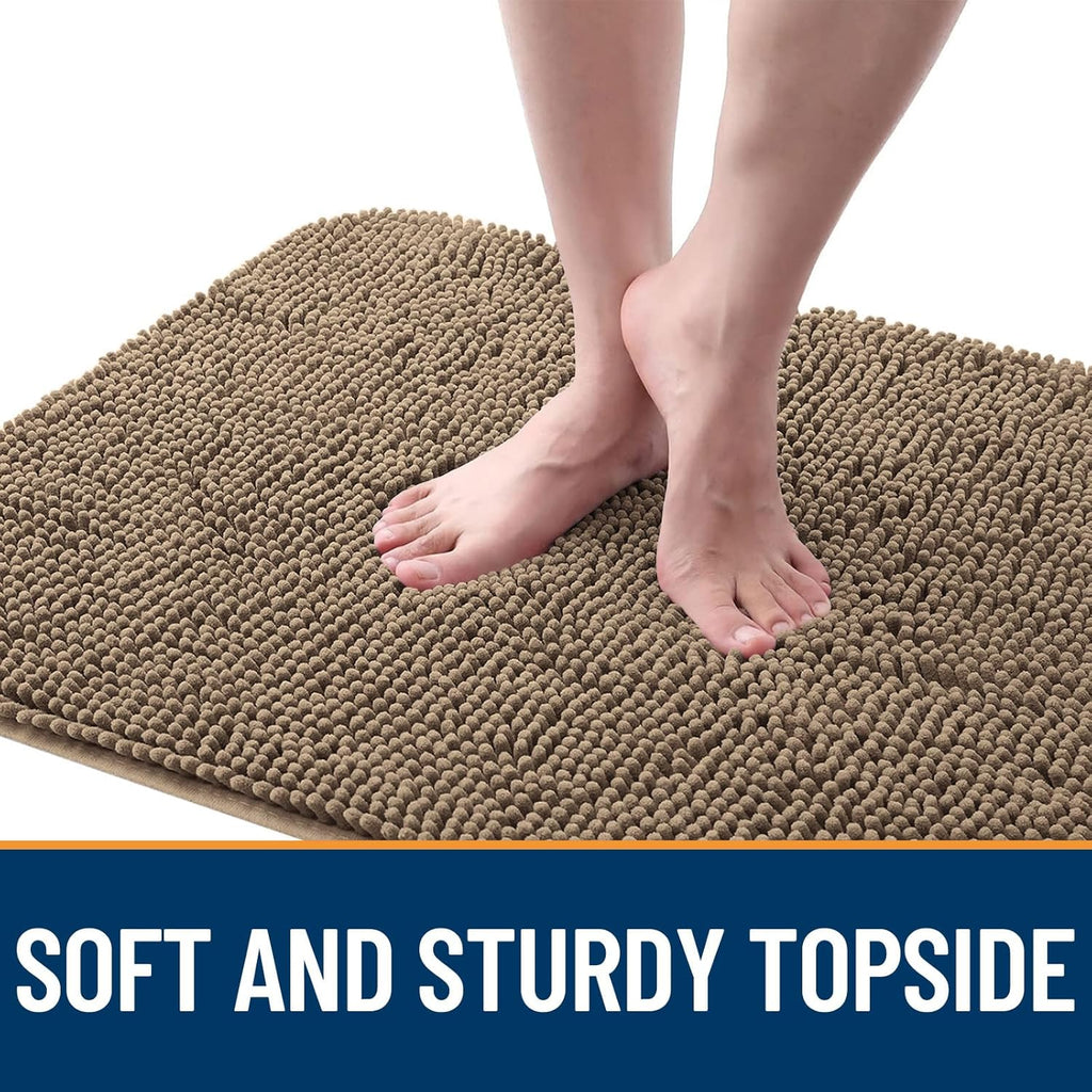 OLANLY Dog Door Mat - Absorbent Non-Slip Chenille Mat for Muddy Paws | 24x16, Quick Dry Tan Doormat