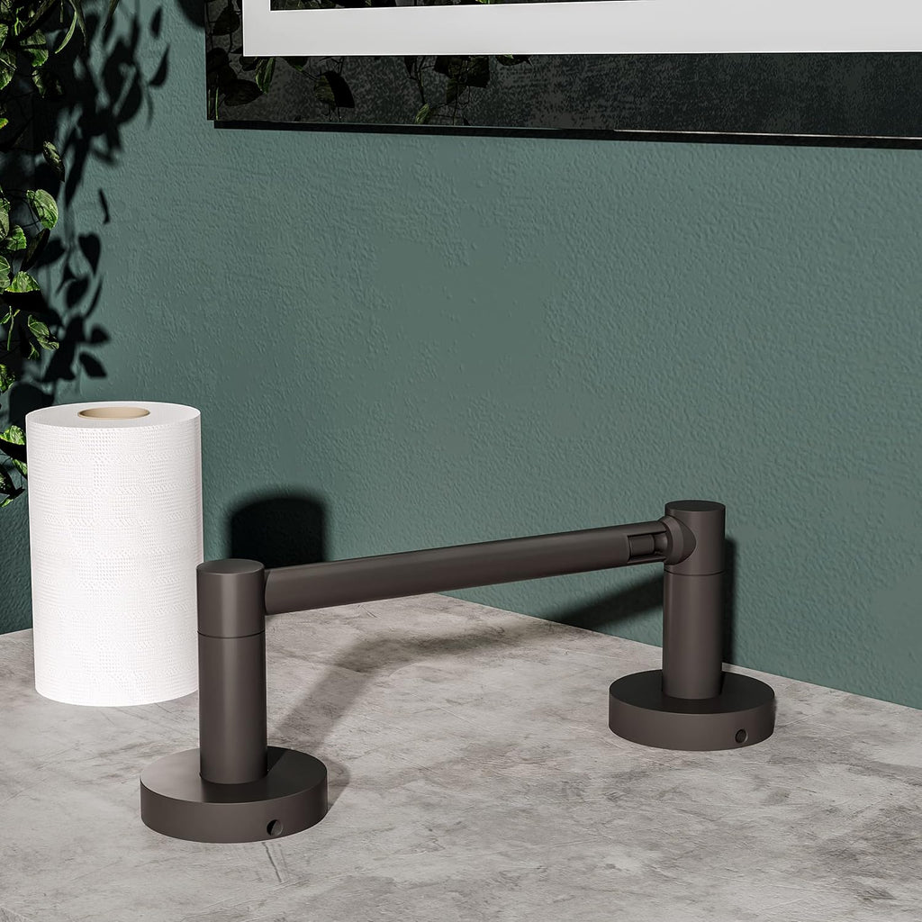 Skiennix Matte Black Toilet Paper Holder - Double Post Pivoting Design | Stainless Steel & Zinc Alloy, Wall-Mount
