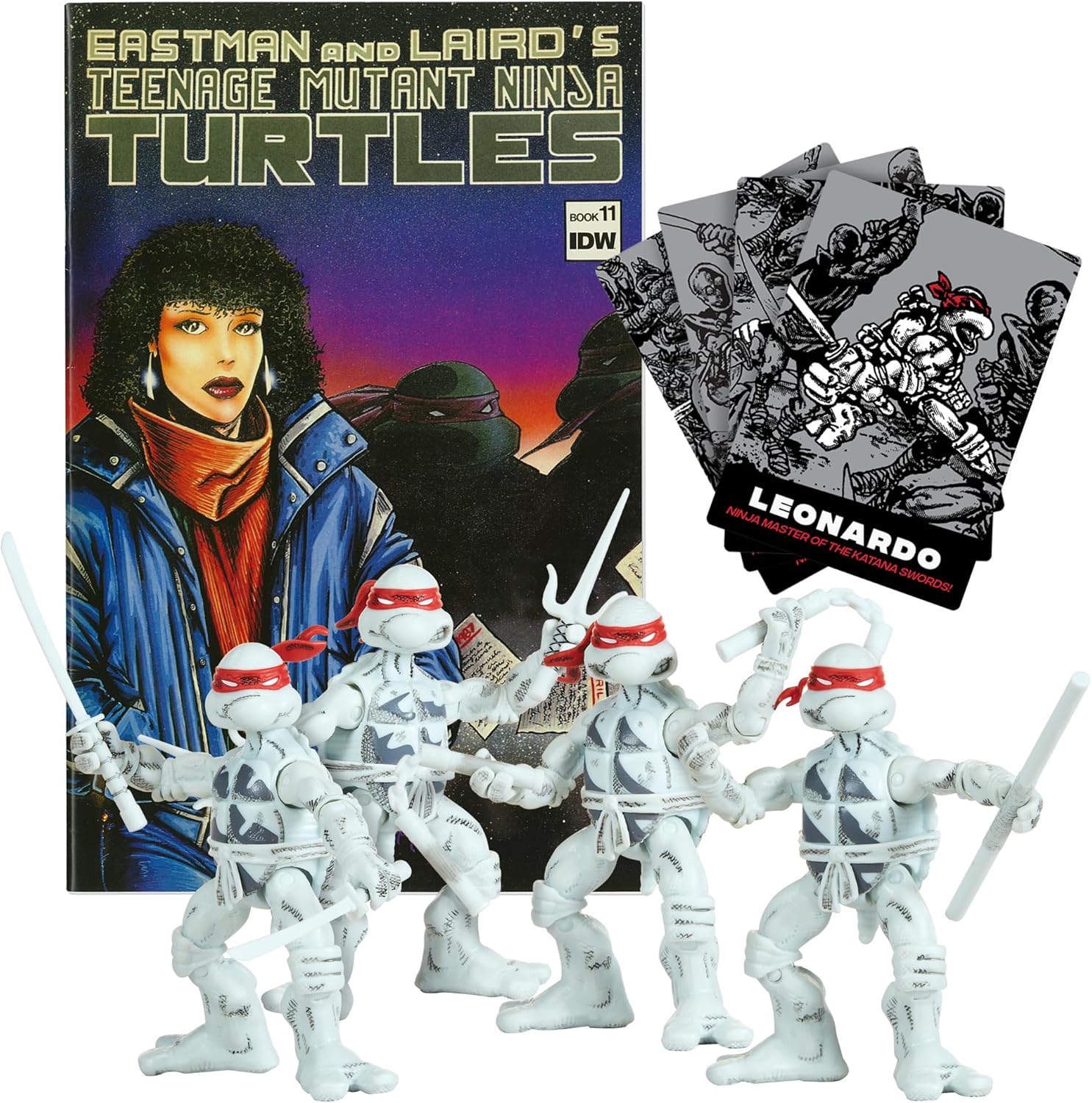 Playmates Toys Teenage Mutant Ninja Turtles Comic Book Figures - Black & White Set with Comic Book