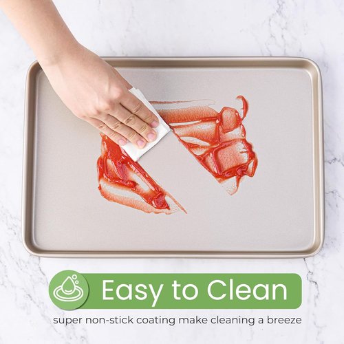 Champagne Gold 17-Inch Half Sheet Baking Pan - Durable Non-Stick Carbon Steel for Cookies & Roasting
