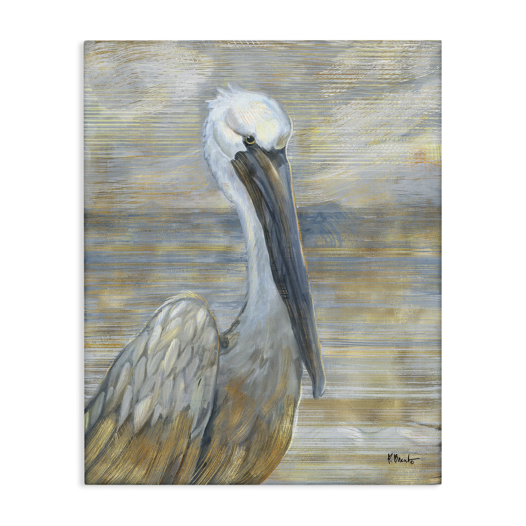 Stupell Industries Coastal Pelican Bird Abstract Portrait, Designed By Paul Brent, 24 x 30, Canvas Wall Art