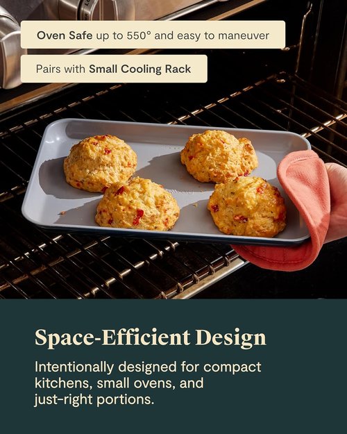 Caraway Nonstick Ceramic Baking Sheet Duo (9x13”) - Non-Toxic, Oven Safe, Aluminized Steel - Mini Sheet Pan in Navy