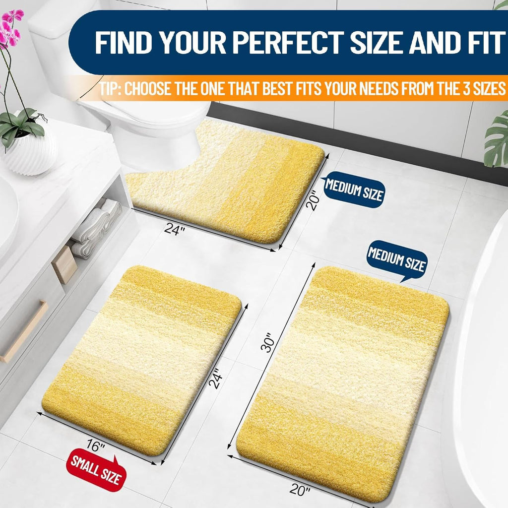OLANLY Bathroom Rug Mat - Extra Soft Microfiber Bath Rug | Non-Slip Plush Shaggy 24x16 Yellow
