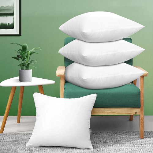 Acanva Decorative Square Throw Pillow Inserts for Sofa Bed Couch & Chairs, 24x24(4 Count), White