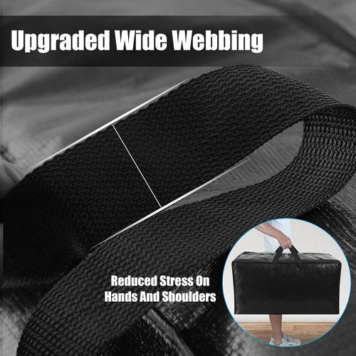 Cosy Family 12 Pack Heavy Duty Moving Bags - Durable Storage Totes with Backpack Straps | X-Large, Black