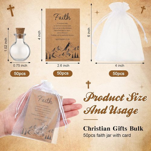 Funnymoom 50 Pack Faith Gifts for Women - Christian Baptism & Wedding Religious Keepsakes