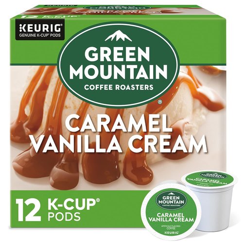 Green Mountain Coffee Roasters Caramel Vanilla Cream K-Cup Pods - Light Roast Coffee, 12 Count