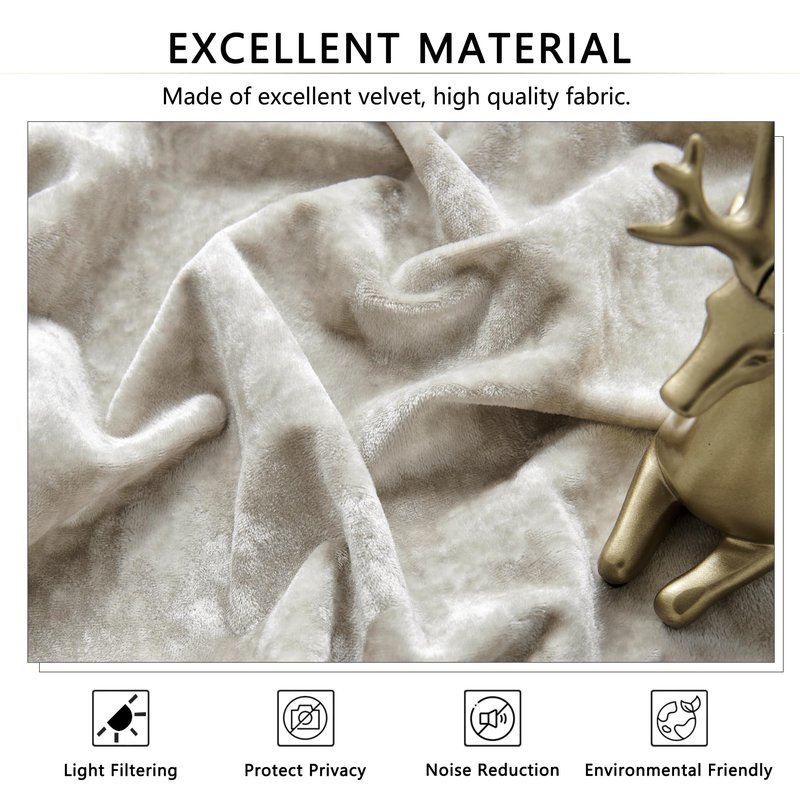 SNITIE Ivory White Crushed Velvet Curtains 52" x 96" Luxurious Thermal Insulation Soundproofing and Light Filtering Window Treatments Ideal for Living Room Bedroom Office - Set of 2 Panels