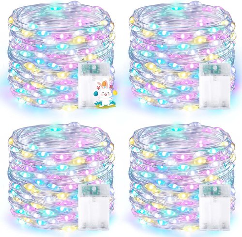 **60LED Easter Fairy Lights by [Brand Name] - Battery Operated, Waterproof Twinkle String Lights | 20FT Multicolor for Indoor/Outdoor Spring Decor**
