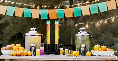 Drink Tower: 3L Mimosa Tower Dispenser with Ice Tube and LED Light, 100oz/3.17 Qt Tabletop Beer Dispense for Parties Bars Pubs Restaurants (1.5L-2PCS)