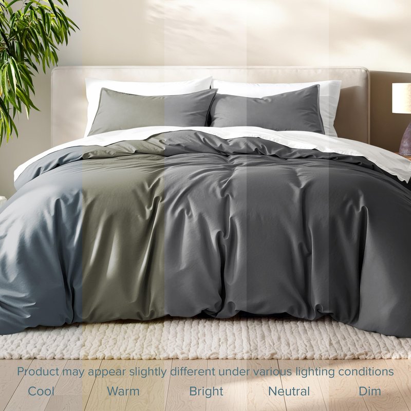 Bare Home Bedding Duvet Cover King Size - Premium 1800 Super Soft Collection - Lightweight, Cooling - Soft Breathable Bedding Duvet Cover (King, Grey)