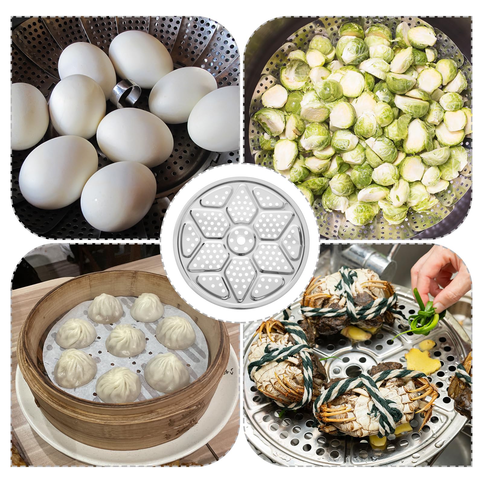 uxcell Stainless Steel Steamer Rack, 18.1 Inches Pot Steaming Tray Thicken Pressure Cooker Canning Racks for Steamer Cookware Pressure Cooker, Silver Tone