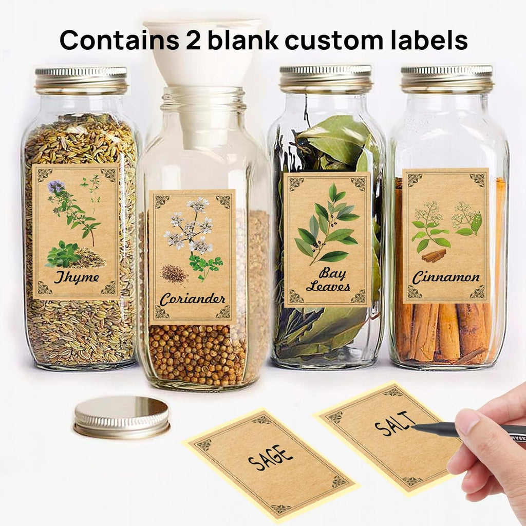 Skiennix 48PCS Herb & Spice Labels - Vintage Stickers for Jar Organization | Apothecary Labels (1.4"x2.4")