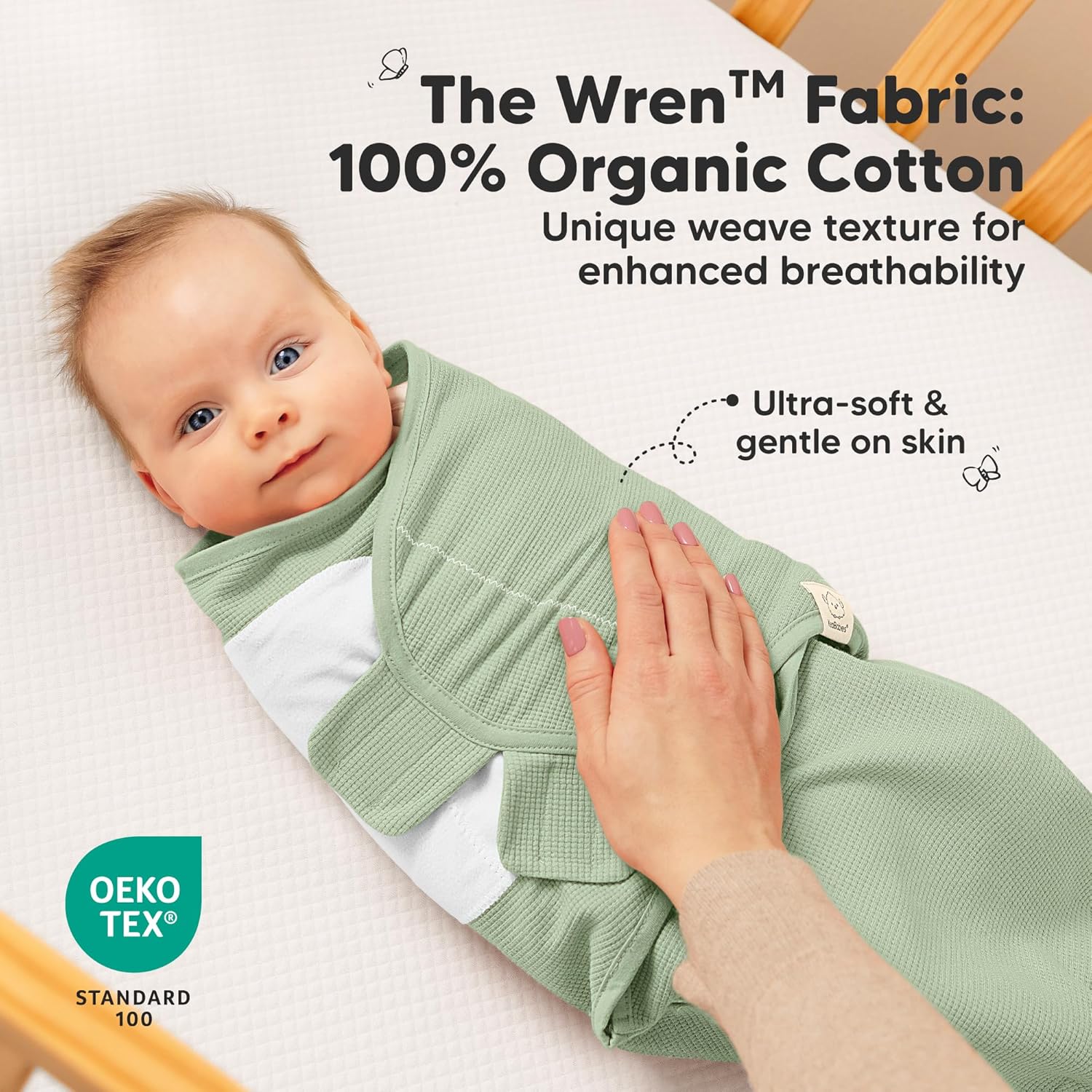 Skiennix Organic Baby Swaddle Wraps - Soft & Snug Sleep Sacks for Newborns 0-3 Months | 3-Pack in Willow