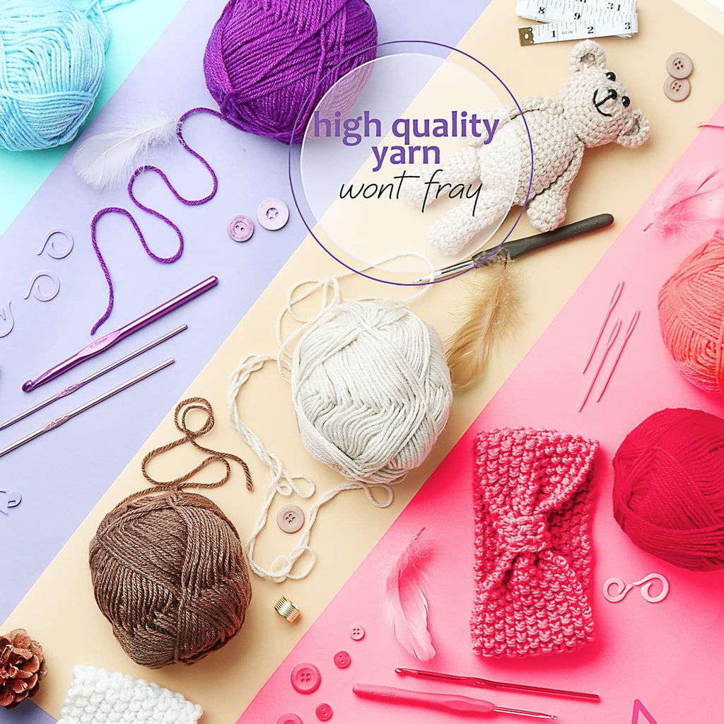 Skiennix Acrylic Yarn Skeins - Soft Multicolored Crochet Yarn for Knitting & Crafts | 24 Pack, 2400 Yards