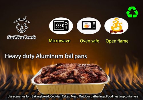 Gold Aluminum Foil Baking Pans - Heavy-Duty Disposable Containers with Lids | 9"×13" (10 Pack)