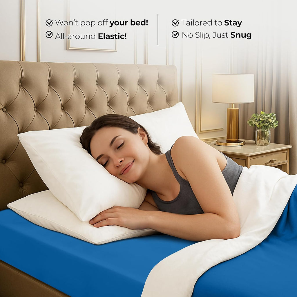 Utopia Bedding Queen Fitted Sheet - Soft Microfiber - Deep Pocket - Fade Resistant - Dusk Blue