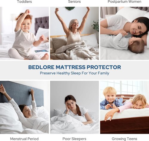 BEDLORE Waterproof Mattress Protector - Soft, Breathable Twin XL Pad with Deep Pocket (Black)
