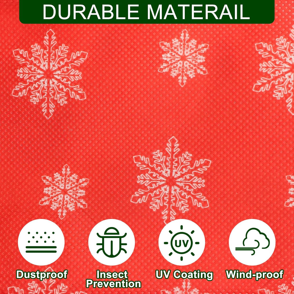 Skiennix Christmas Tree Cover - Durable Storage Bag with Zipper & Drawstring for 6-Foot Trees | Dustproof Red Snow Print