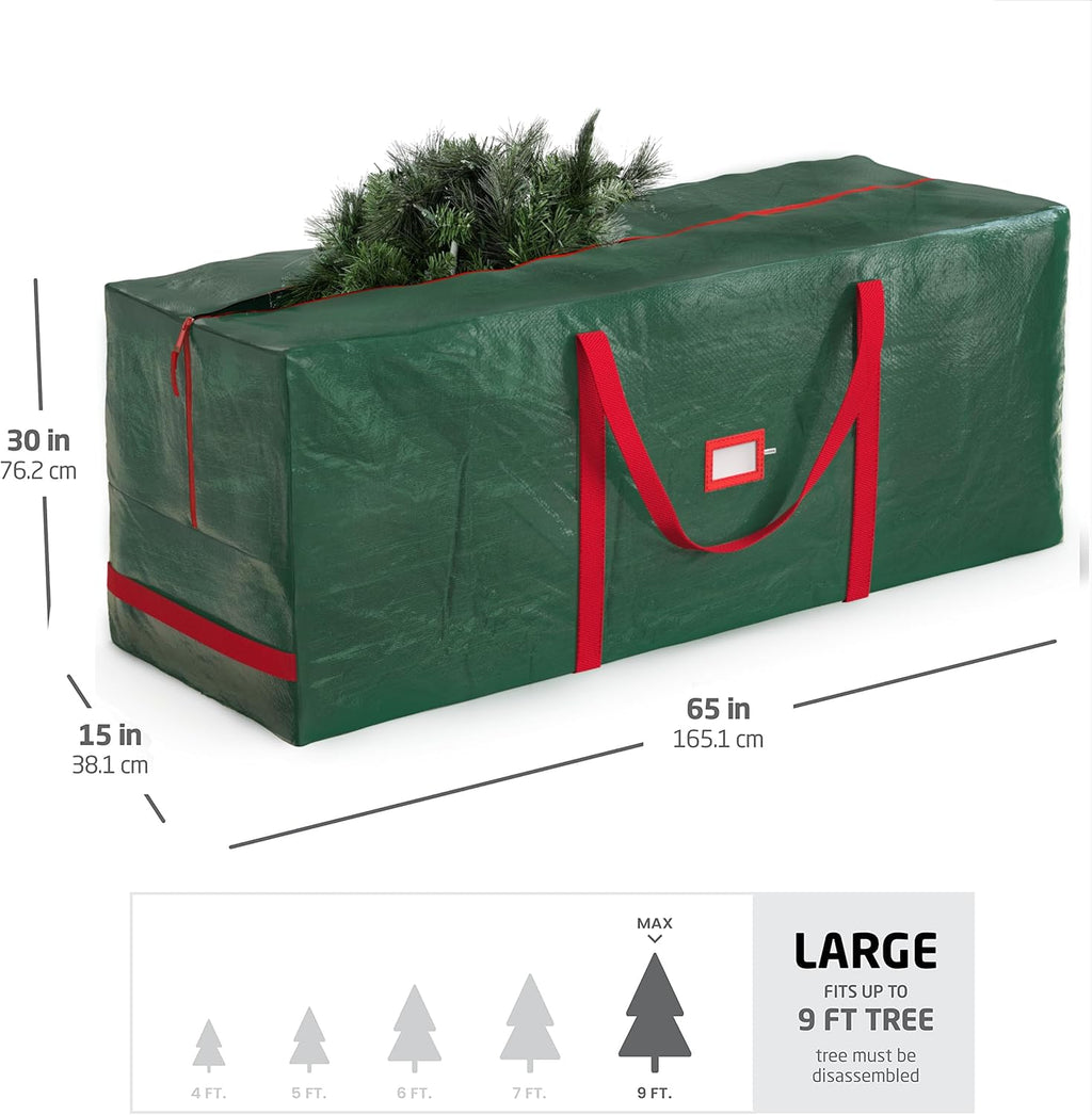 Zober Christmas Tree Storage Bag | Fits 9 Ft Artificial Trees - Waterproof & Durable - Green (Pack of 2)